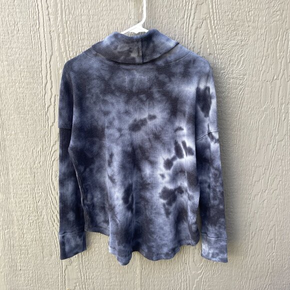 Anthropologie Maeve Size M  Top Tie Dye Thermal Ainsley Waffle Shirt‎ Blue Gray - Picture 2 of 7